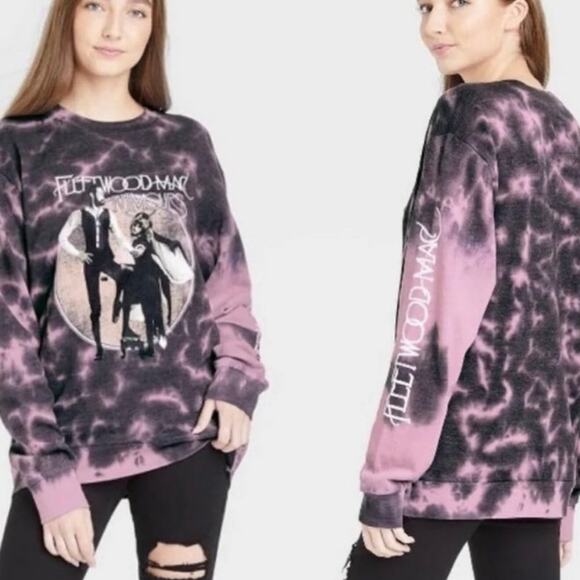 Fleetwood Mac Pullover Sweatshirt Tie Dye Long Sleeve Size Large / P2P 20” - Picture 1 of 8